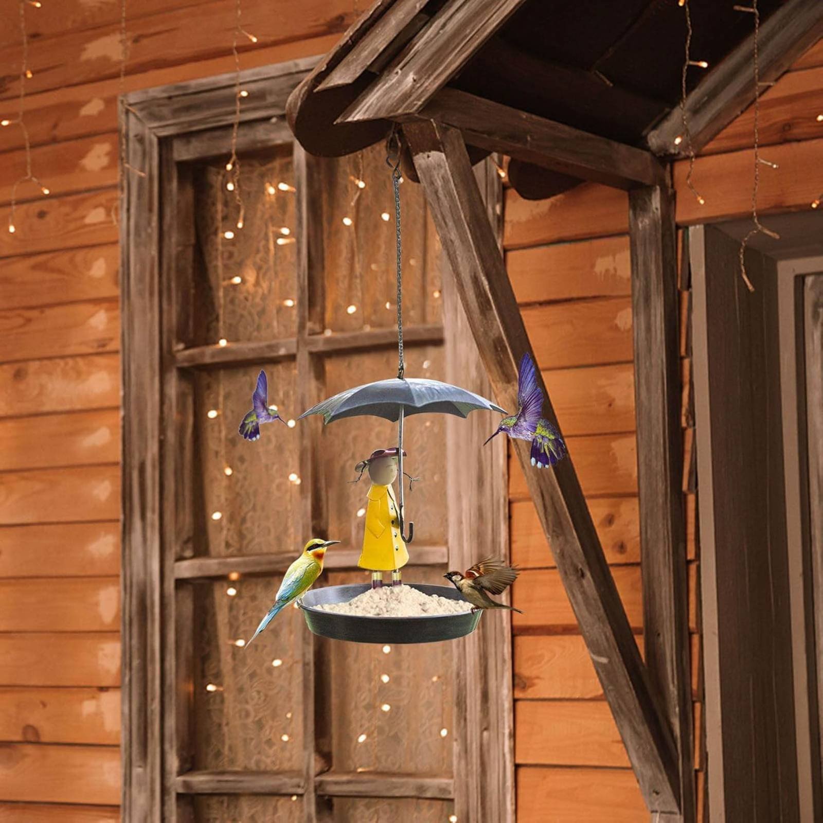 Girl with Umbrella Bird Feeder - Art Craft Decoration 评论和价格