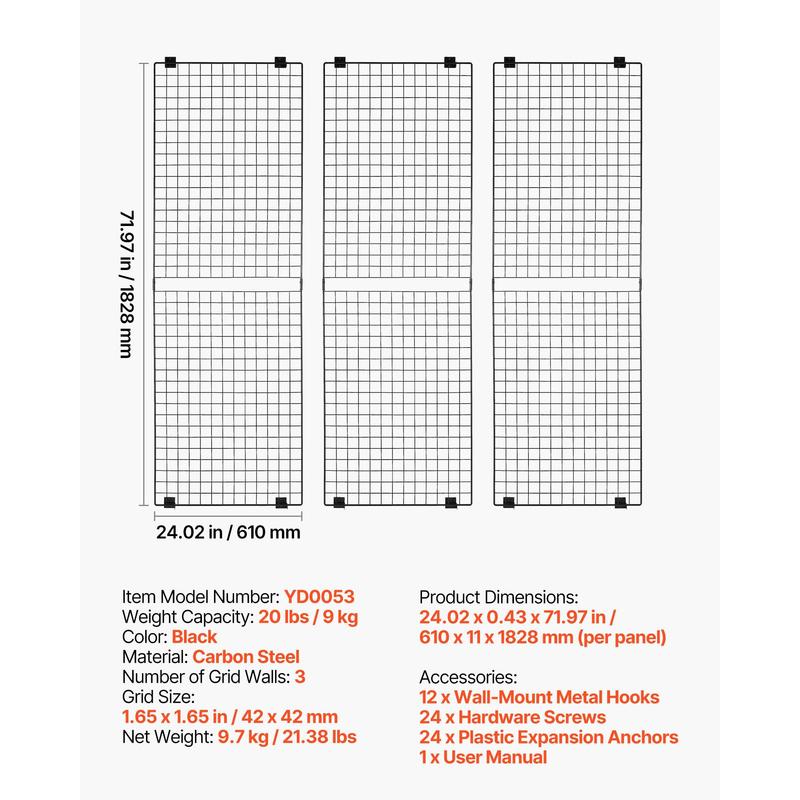 3 Packs Grid Wall Panels, 2 x  - Art Craft Decoration 评论和价格