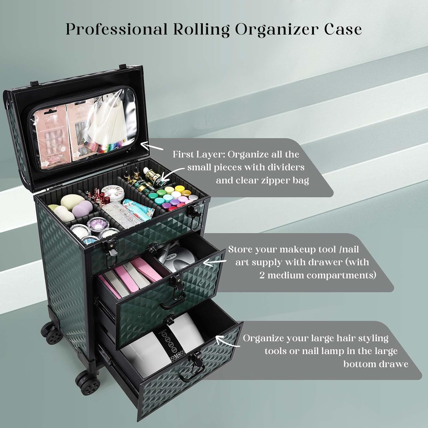 Rolling Makeup Train Case with - Art & Craft Paper Ideas For Kids 评论和价格
