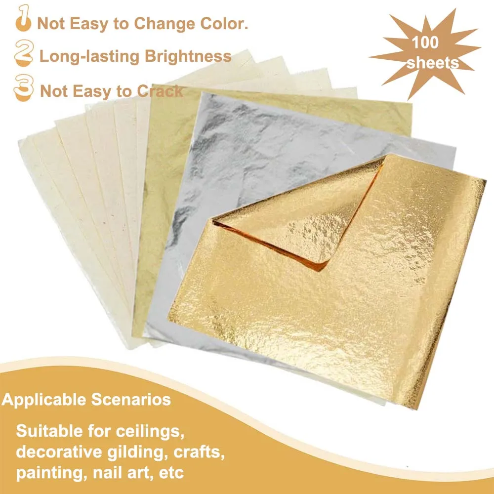 100Pc Colored Golds Leaf Sheet - Art Craft With Leaves 评论和价格