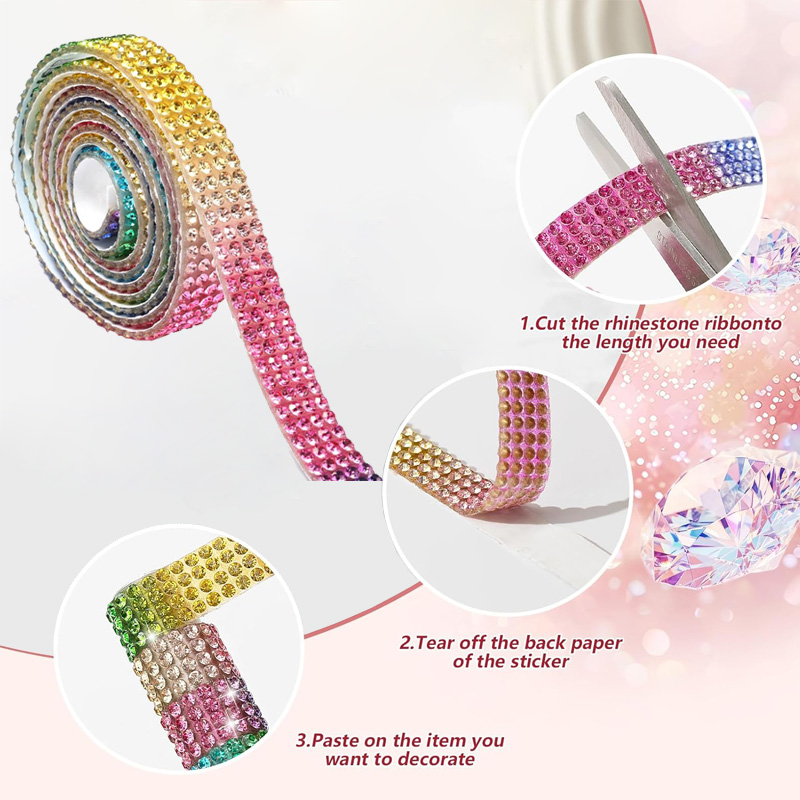 4 Row Rhinestone Ribbon Roll D - Art Craft 2 Year Olds 评论和价格
