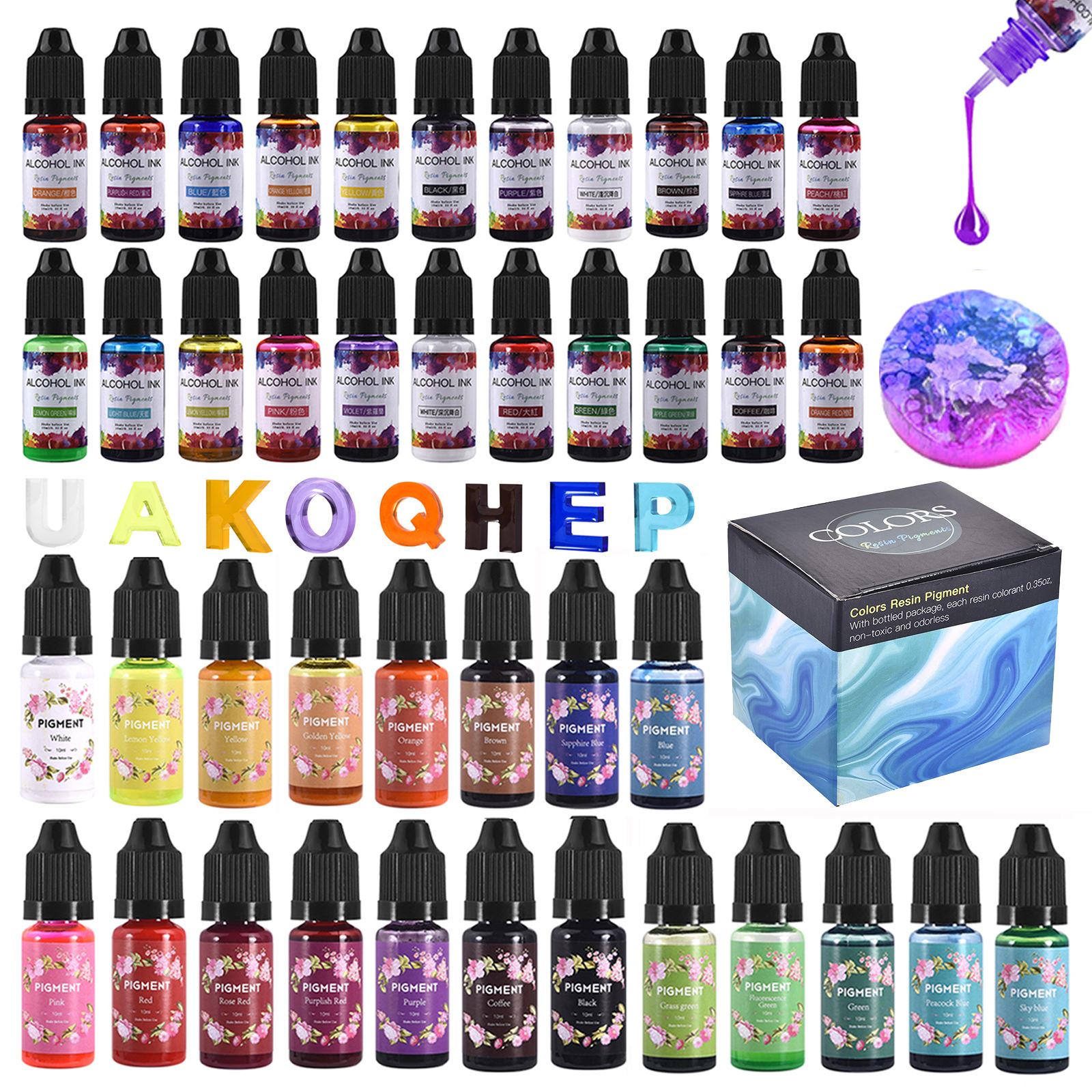 1 Set Resin Pigment Kit Art In - Alcohol Ink Set 评论和价格