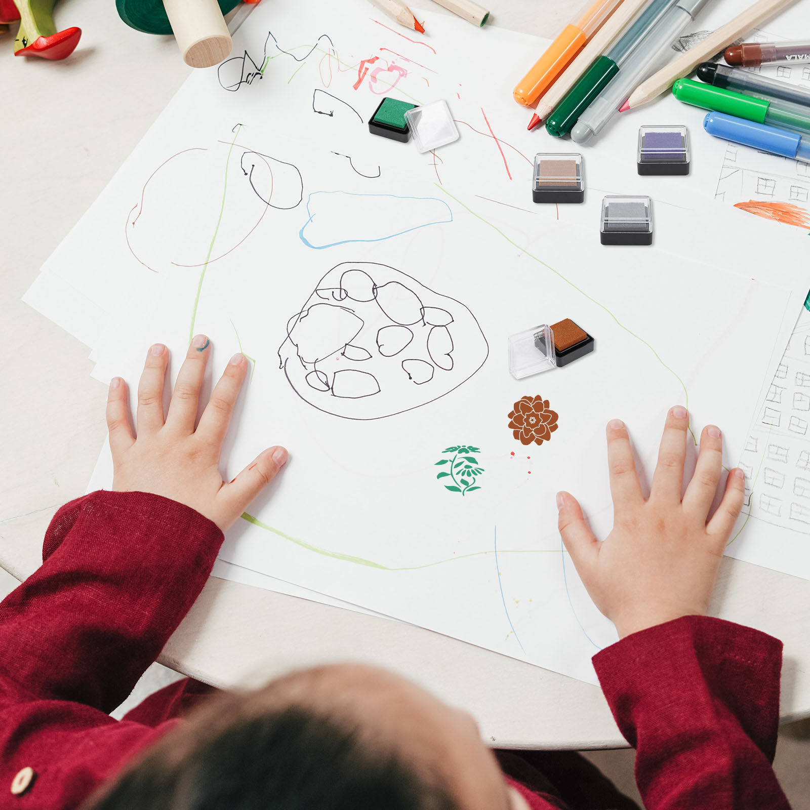 5Pcs Mini Ink Pads -Safe Quick - Art And Craft For Nursery 评论和价格