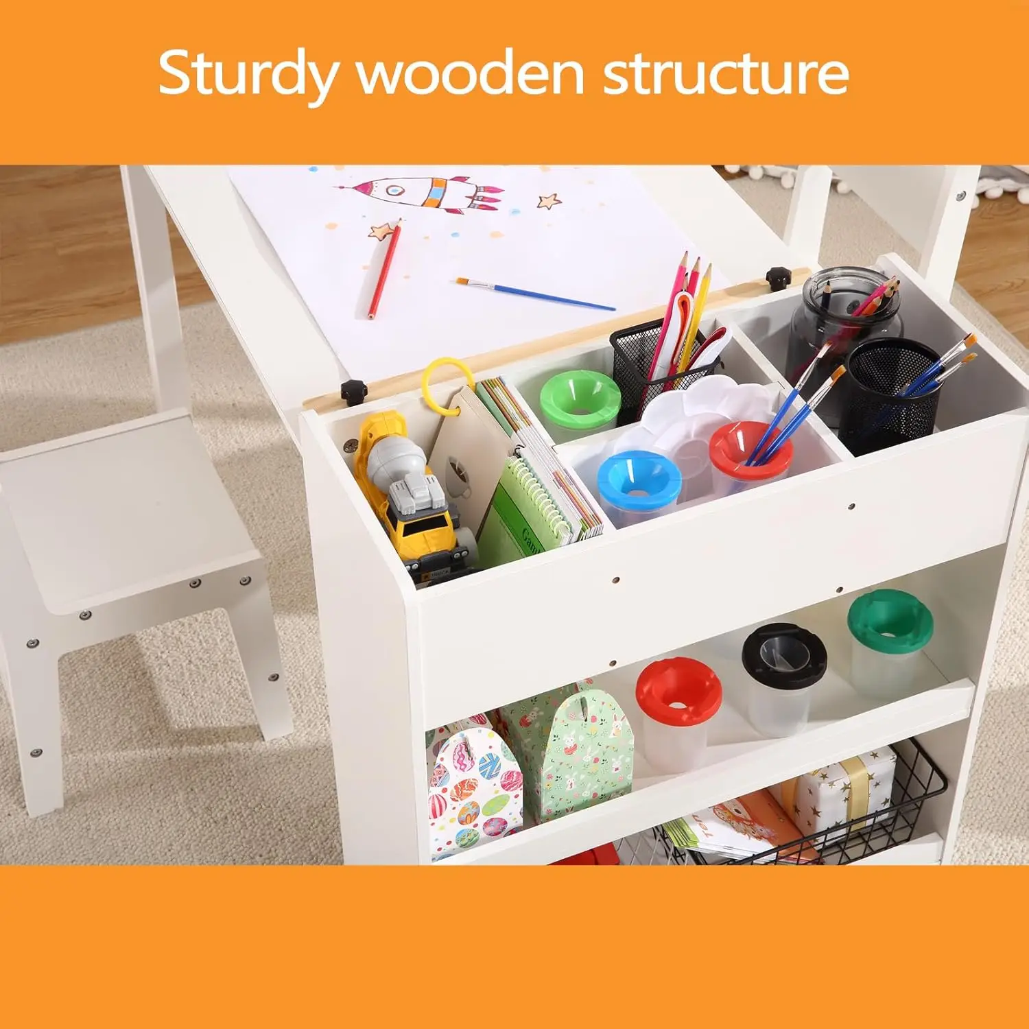 Kids Art Table with 2 Chairs,  - Art And Craft For Nursery 评论和价格